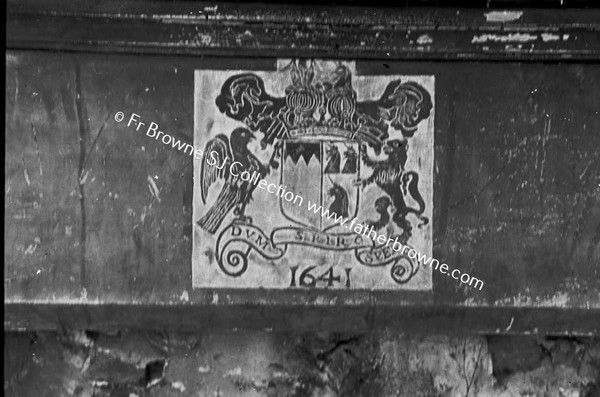 THE CASTLE CREST ON FIREPLACE OF BASEMENT ROOM